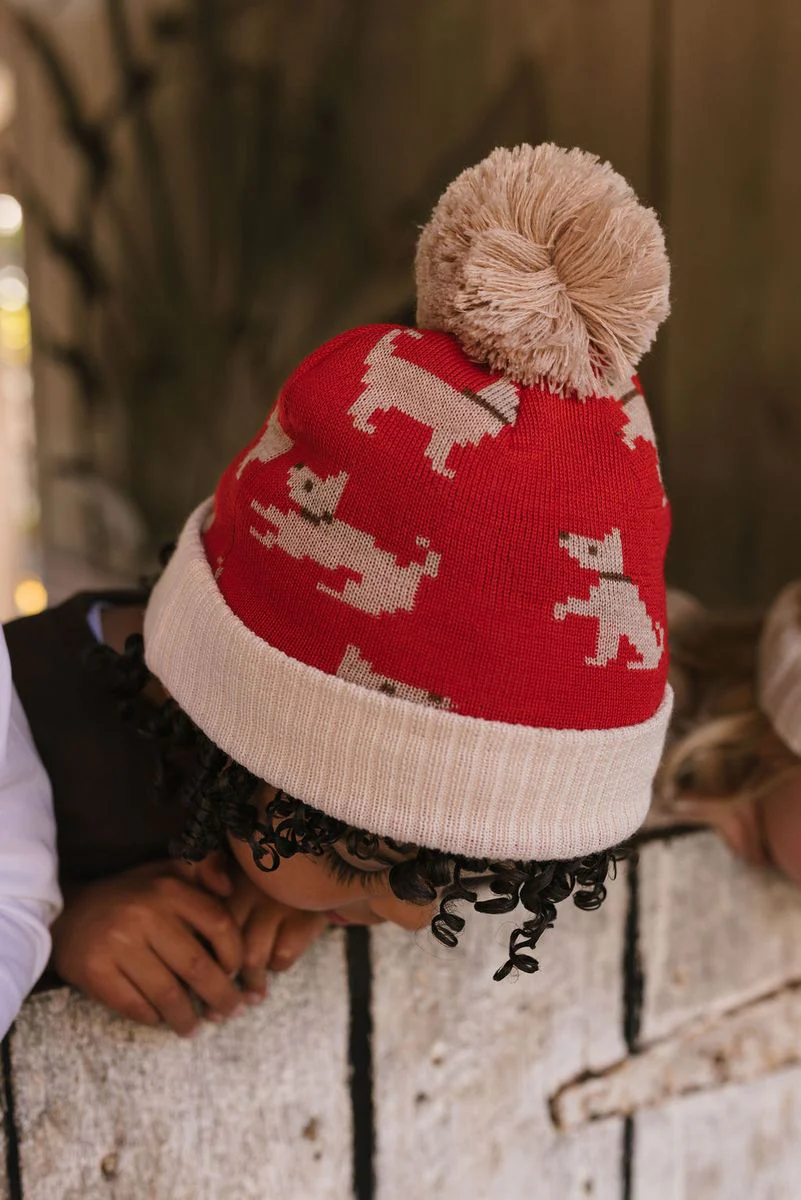Beanie | Merino Puppy Dog - Red, Tan and Brown - Image 3