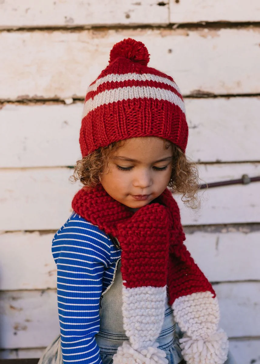 Beanie | Retro - Red and Cream - Image 3