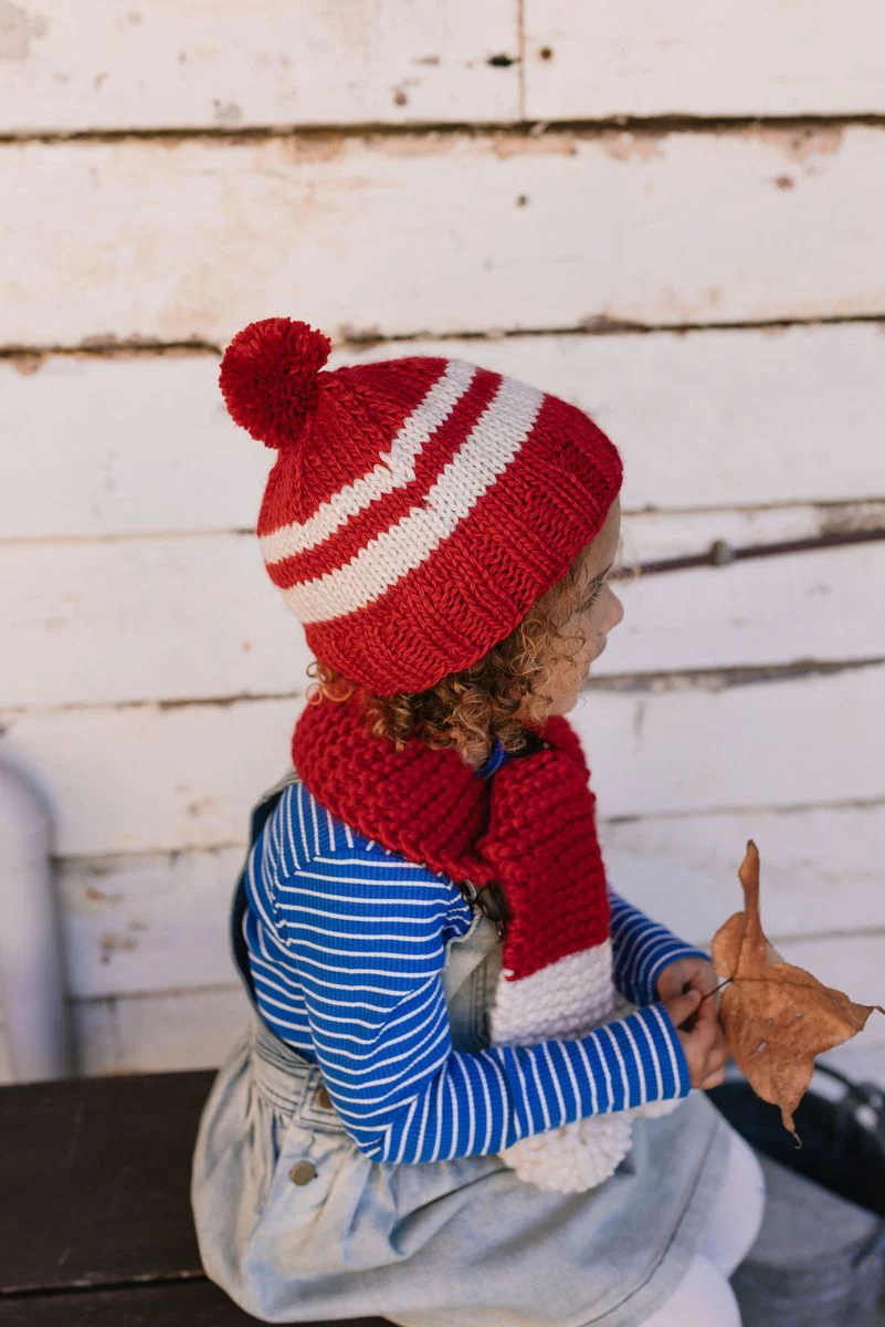 Beanie | Retro - Red and Cream - Image 4