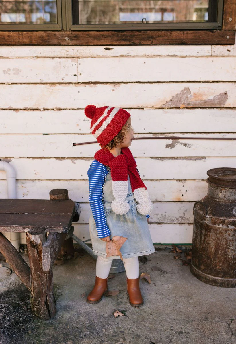 Beanie | Retro - Red and Cream - Image 6