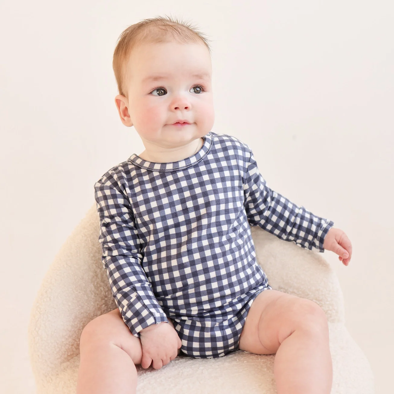 Bodysuit | Long Sleeve - Navy Gingham - Image 2