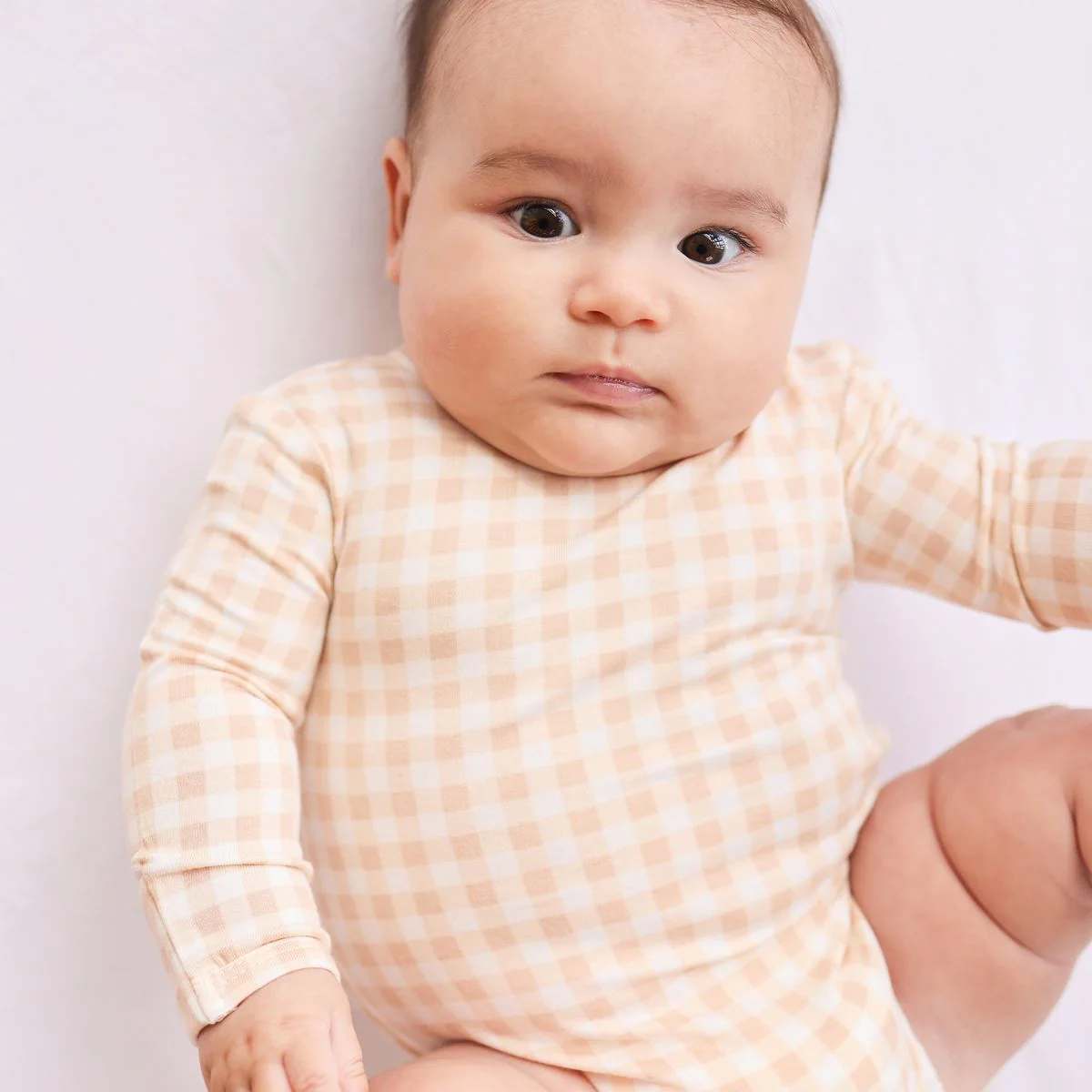 Bodysuit | Long Sleeve - Neutral Gingham - Image 3