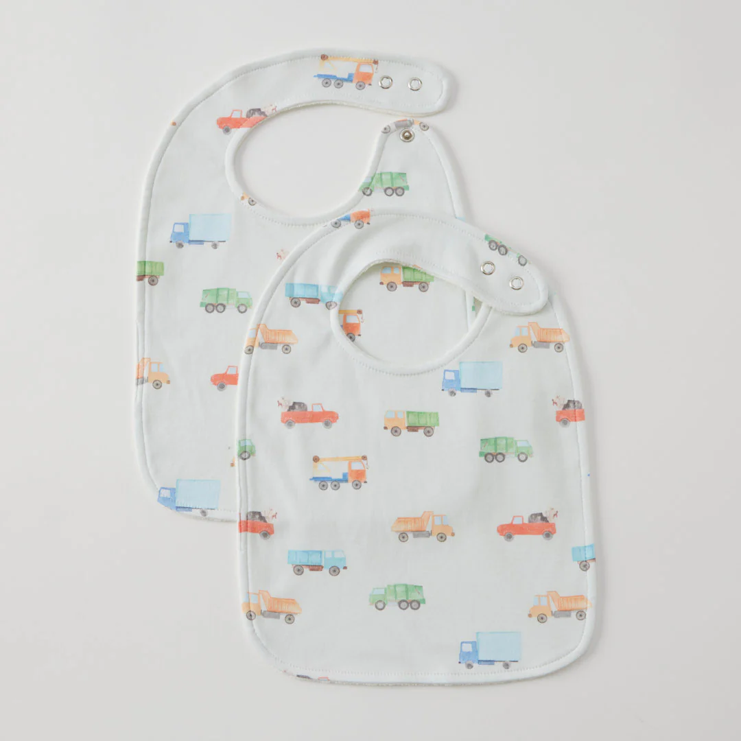 Muslin Bib Set of 2 - Trucking Along