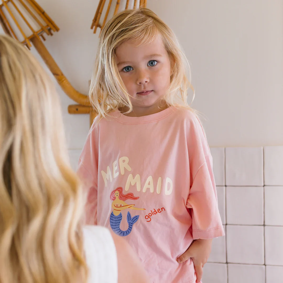 Mid Sleeve Tee | Mermaid - Pink Cream - Image 4