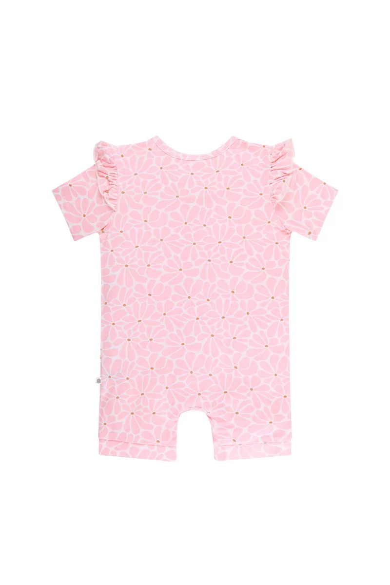 Onesie | Day or Night Short Sleeve with Frill - Hibiscus - Image 2