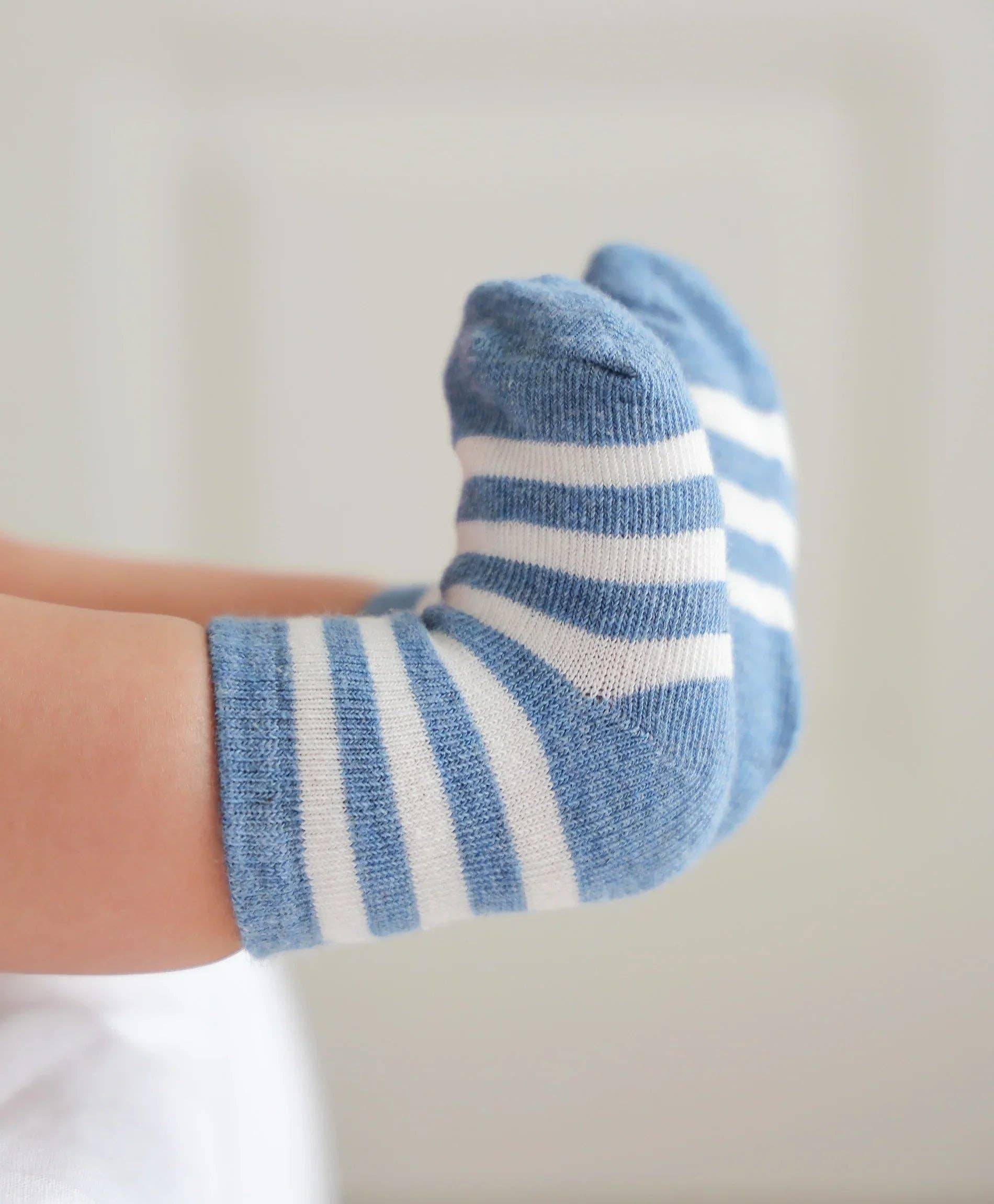 Organic Cotton Baby Socks - Blue Stripes - Image 2